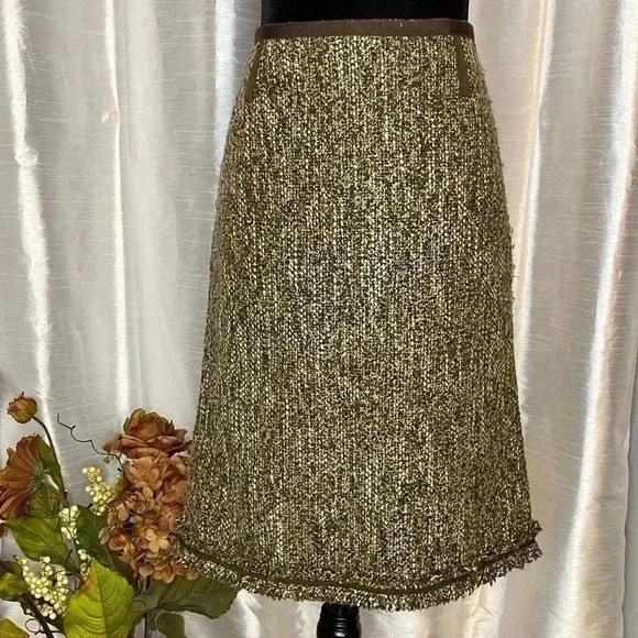 Talbots Women’s 8 Acrylic/Wool Blend Flecked Brown Tweed Pencil Skirt - Picture 1 of 8